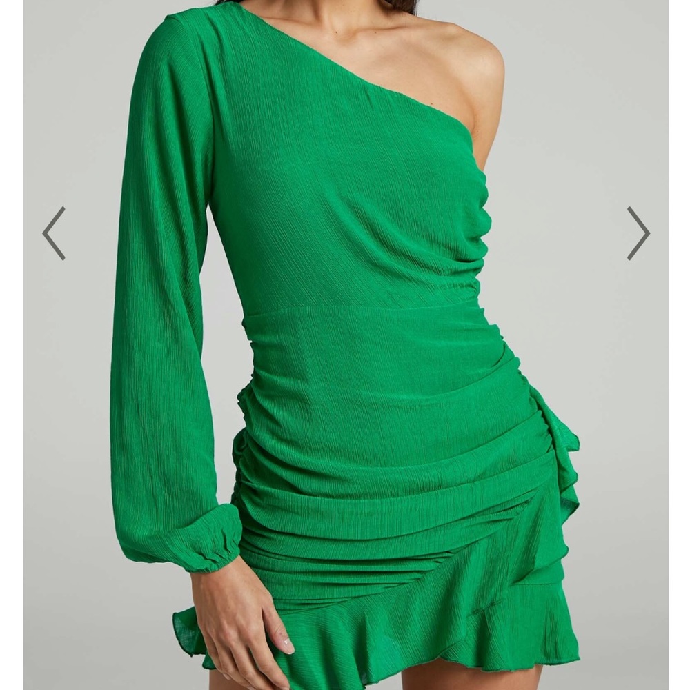Showpo. | Dresses | Showpo Green One Shoulder Mini Dress